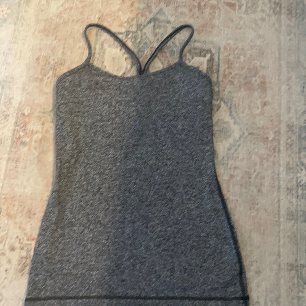 Lululemon racer back charcoal tank with built in shelf bra